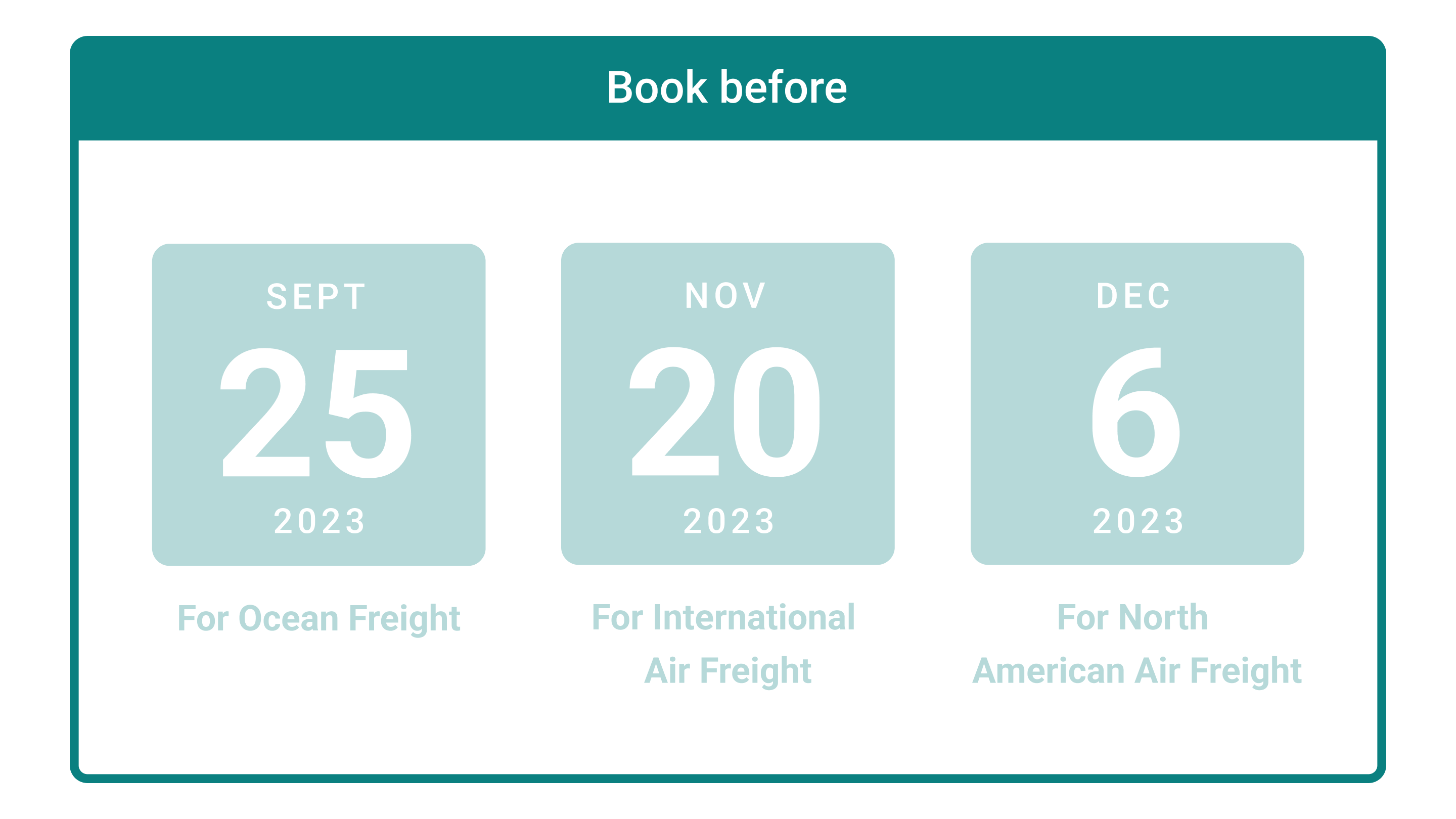 Book your peak season freight shipment before December 6, 2023