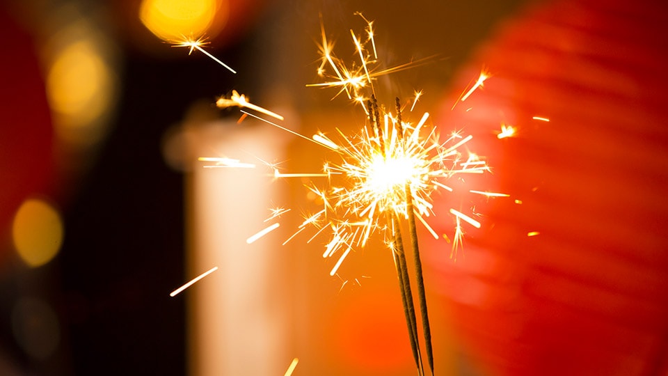 Burning sparkler during Lunar New Year