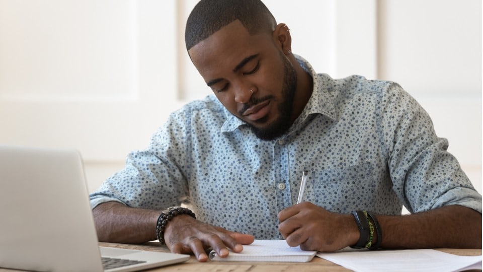 Man filling out application